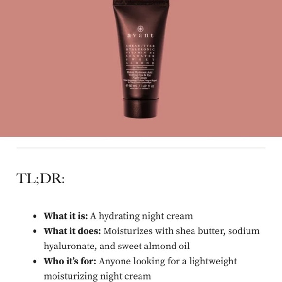 Avant Hyaluronic Acid Vivifying Face & Eye Night Cream Shea Butter Brand New🤩 - Picture 2 of 5